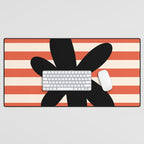 Joyful Flower and Stripes Floral Black Orange Cream Desk Mat Gallery Image 1
