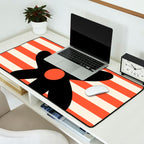 Joyful Flower and Stripes Floral Black Orange Cream Desk Mat Gallery Image 2