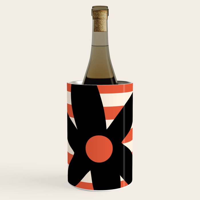 Joyful Flower and Stripes Floral Black Orange Cream Wine Chiller Gallery Image 1