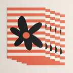 Joyful Flower and Stripes Floral Black Orange Cream Wrapping Paper Gallery Image 3