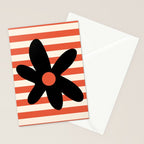 Joyful Flower and Stripes Floral Black Orange Cream Stationery Card Gallery Image 2