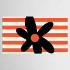 Joyful Flower and Stripes Floral Black Orange Cream Tablecloth Gallery Image 2