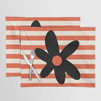 Joyful Flower and Stripes Floral Black Orange Cream Placemat Gallery Image 1