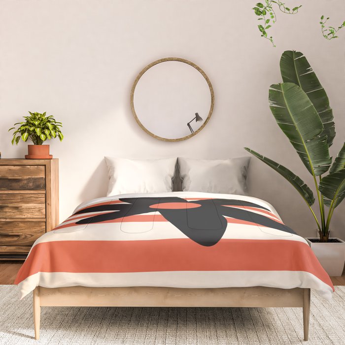 Joyful Flower and Stripes Floral Black Orange Cream Comforter Gallery Image 3