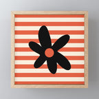 Joyful Flower and Stripes Floral Black Orange Cream Mini Art Print Gallery Image 1