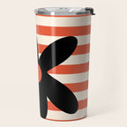 Joyful Flower and Stripes Floral Black Orange Cream Travel Mug Gallery Image 2