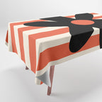 Joyful Flower and Stripes Floral Black Orange Cream Tablecloth Gallery Image 1