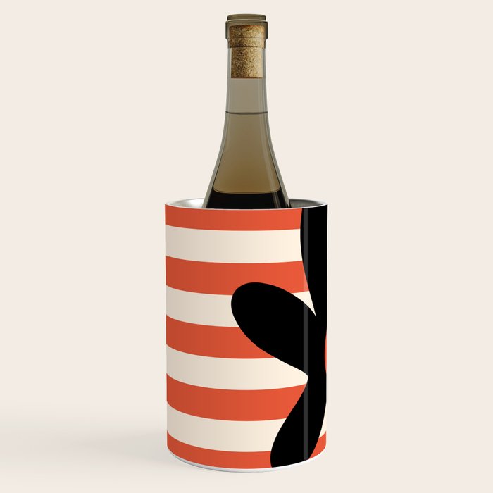 Joyful Flower and Stripes Floral Black Orange Cream Wine Chiller Gallery Image 2