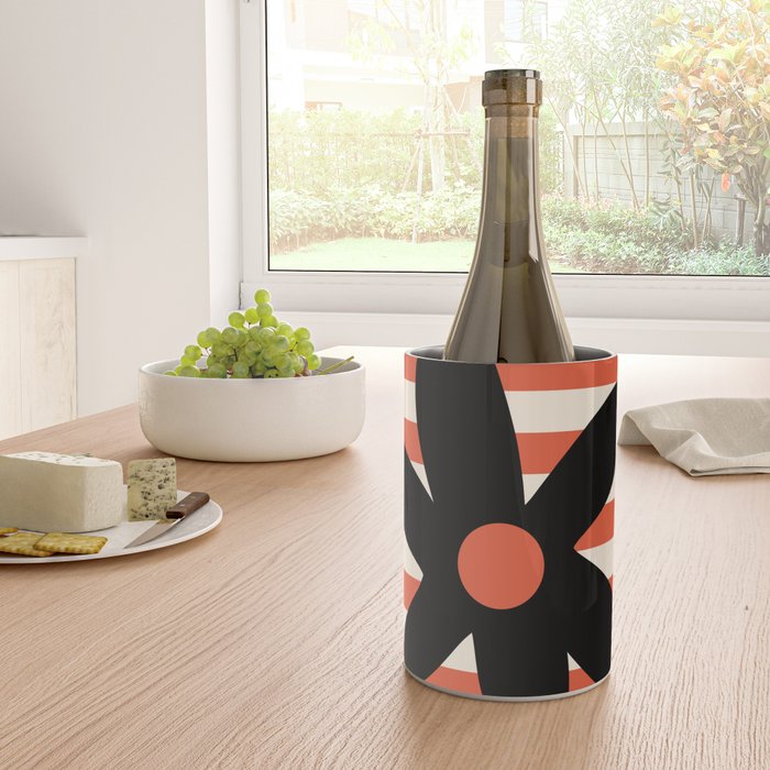 Joyful Flower and Stripes Floral Black Orange Cream Wine Chiller Gallery Image 4