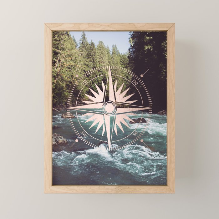 Rose Gold River Compass Mini Art Print Gallery Image 1