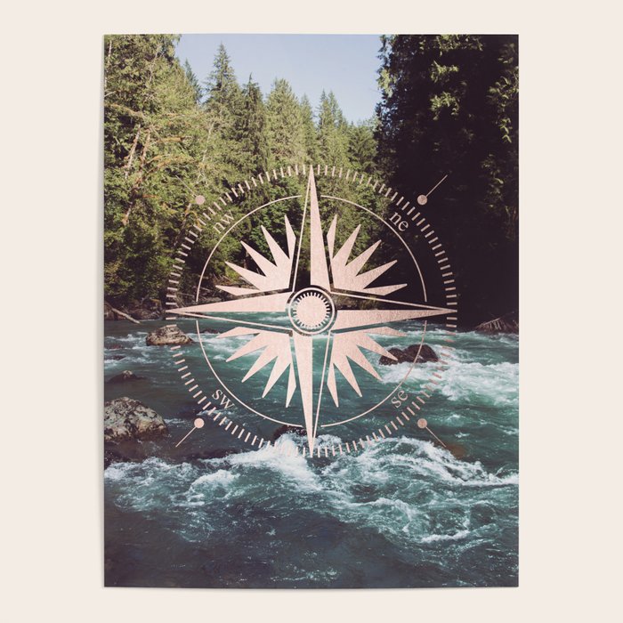 Rose Gold River Compass Poster Gallery Image 4