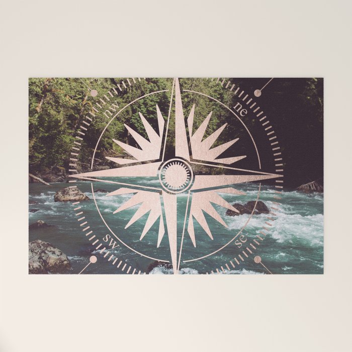 Rose Gold River Compass Welcome Mat Gallery Image 1