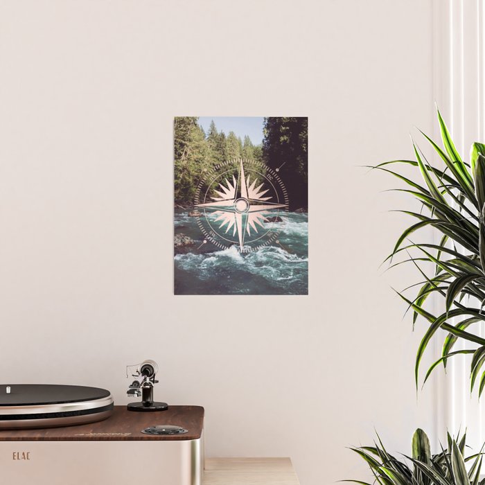 Rose Gold River Compass Poster Gallery Image 2