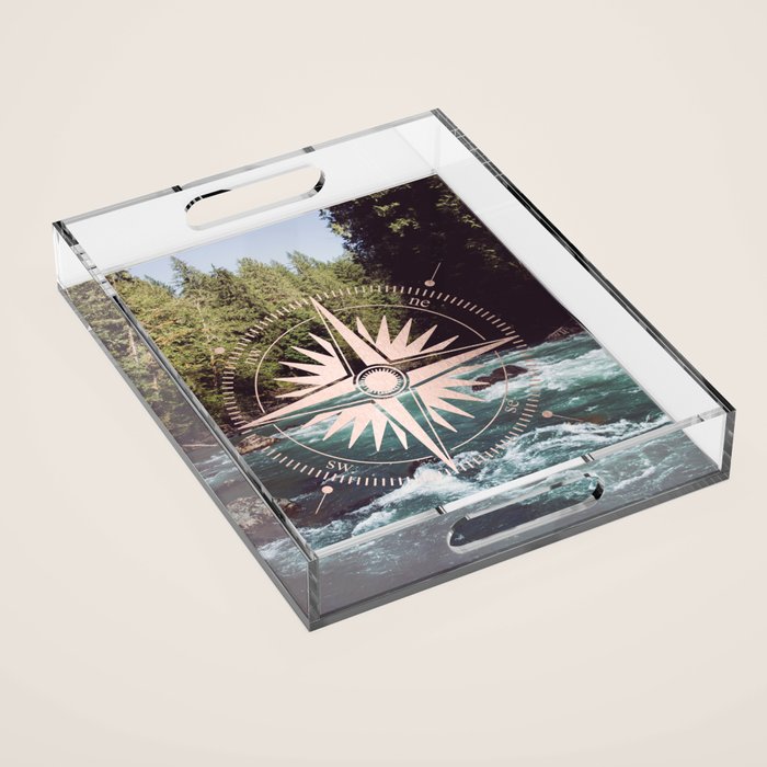 Rose Gold River Compass Acrylic Tray Gallery Image 1