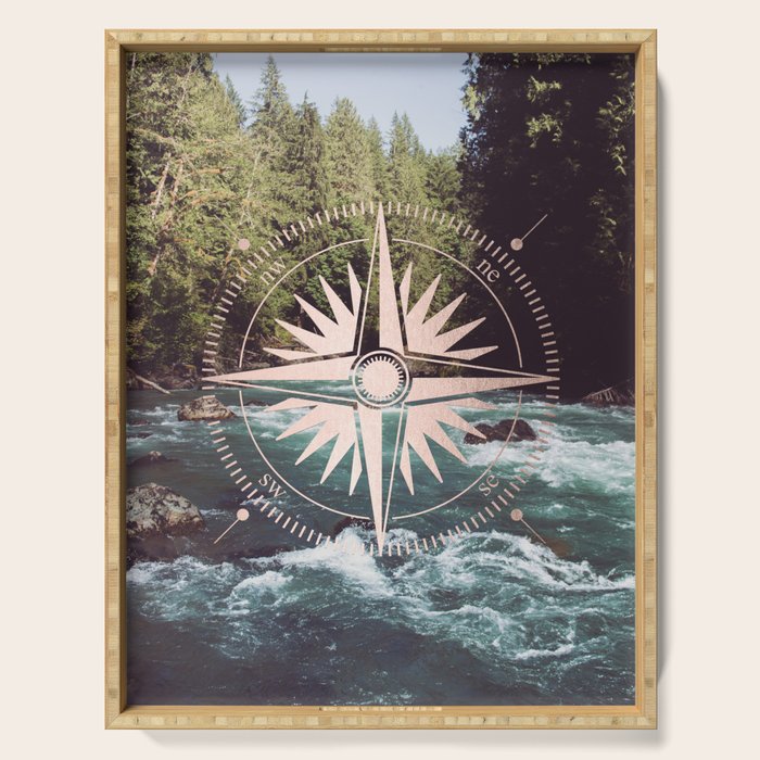Rose Gold River Compass Serving Tray Gallery Image 1
