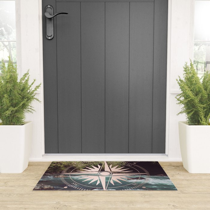 Rose Gold River Compass Welcome Mat Gallery Image 3