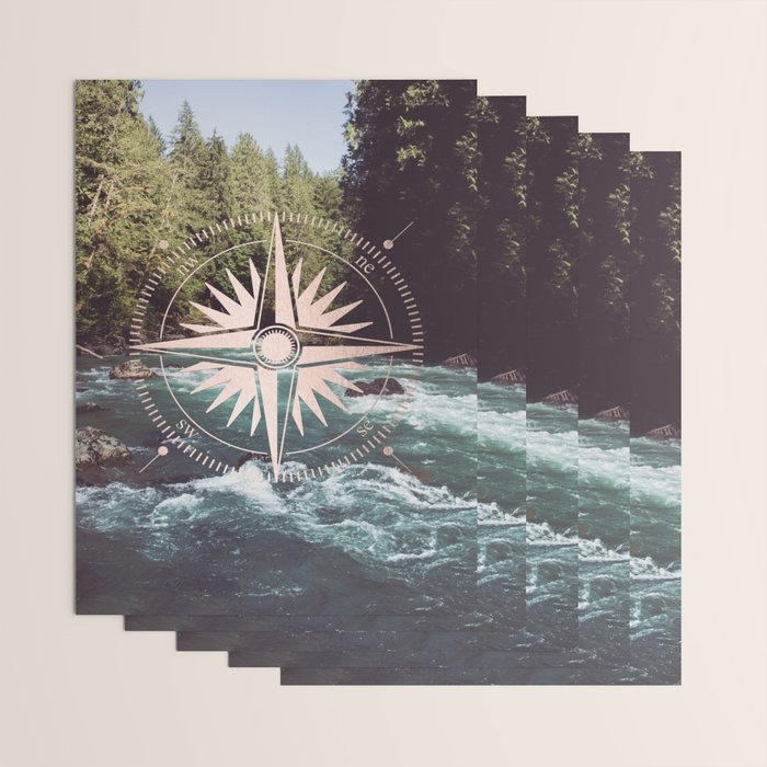 Rose Gold River Compass Wrapping Paper Gallery Image 3