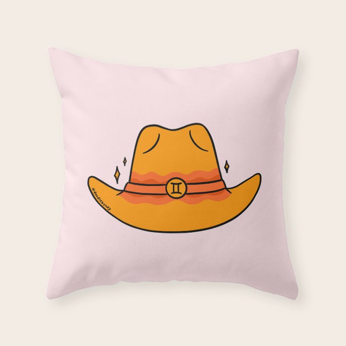 Gemini Cowboy Hat Throw Pillow Gallery Image 6