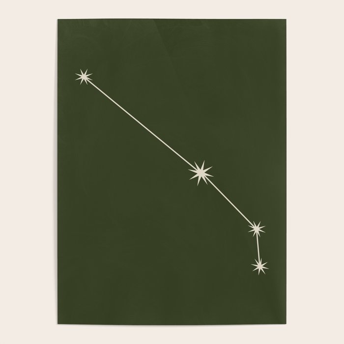 Aries Zodiac Star Constellation Line Art Moss Green Poster Gallery Image 4