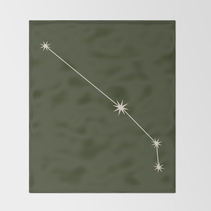 Aries Zodiac Star Constellation Line Art Moss Green Throw Blanket Gallery Image 2