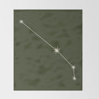 Aries Zodiac Star Constellation Line Art Moss Green Throw Blanket Gallery Image 2