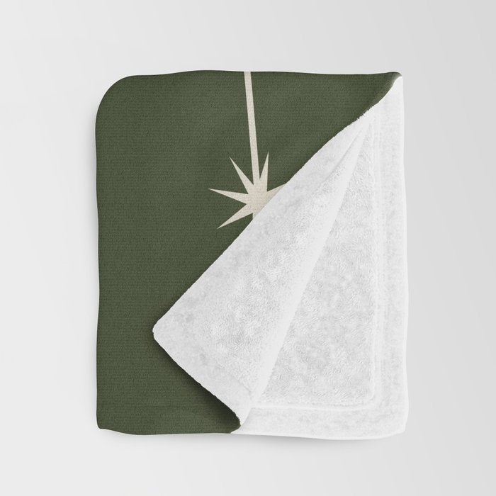 Aries Zodiac Star Constellation Line Art Moss Green Throw Blanket Gallery Image 3