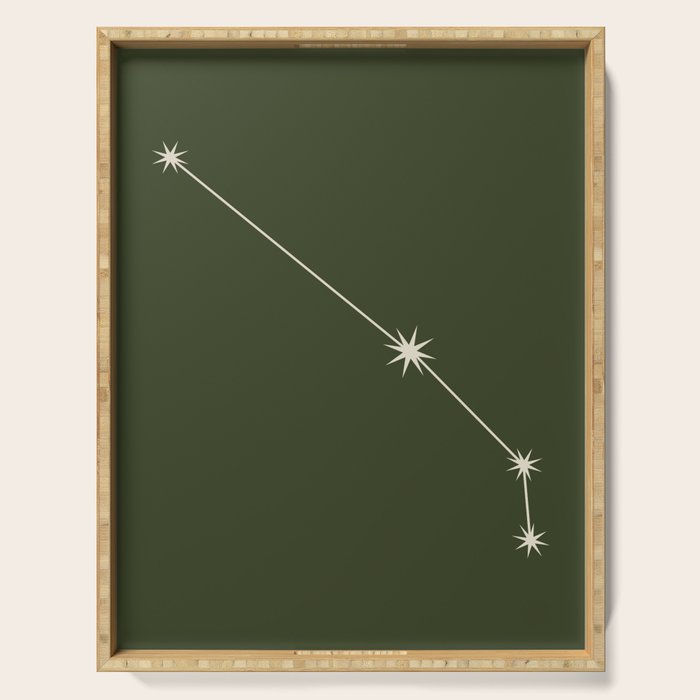 Aries Zodiac Star Constellation Line Art Moss Green Serving Tray Gallery Image 1