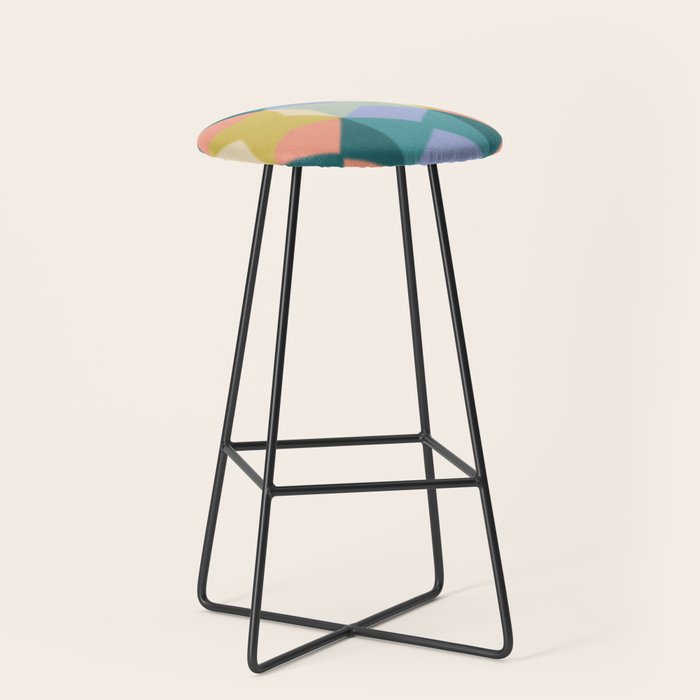  Mid-century Modern Geometric Pattern Stool Gallery Image 1
