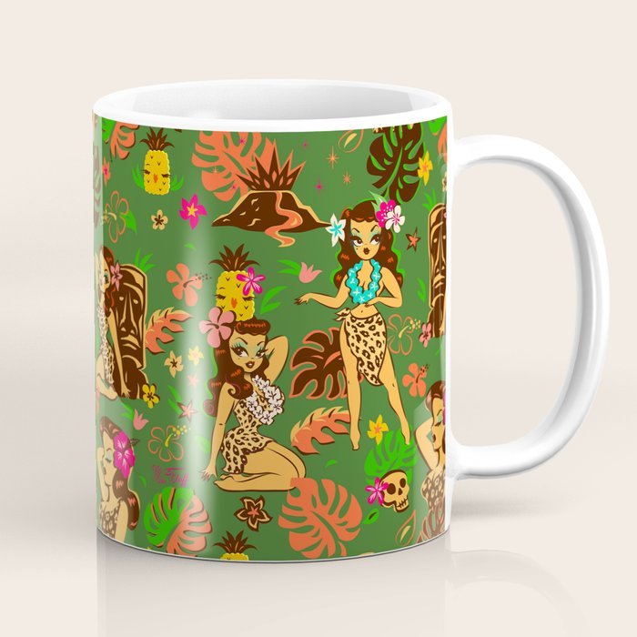 Tiki Temptress on Green Coffee Mug Gallery Image 1