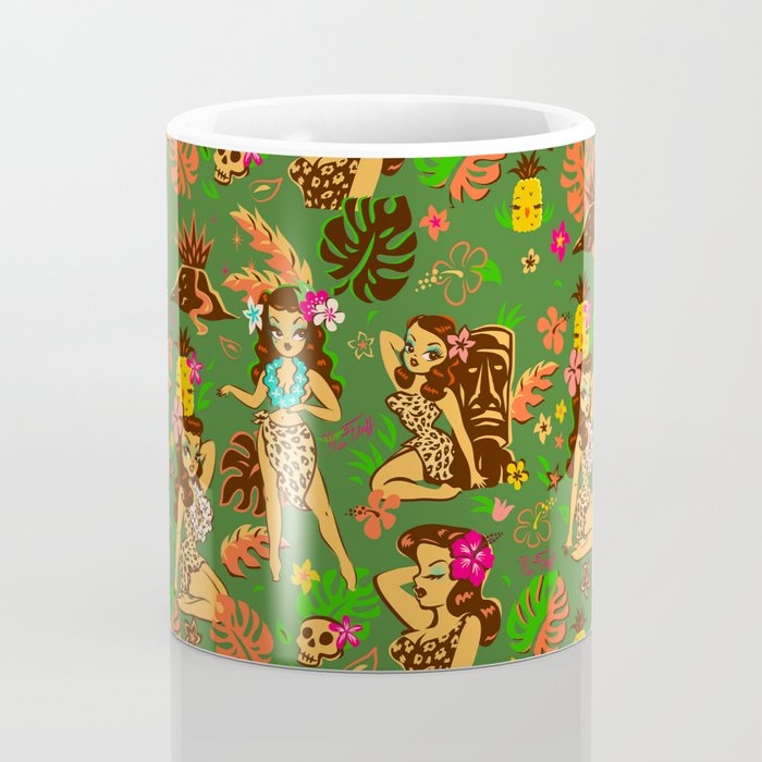 Tiki Temptress on Green Coffee Mug Gallery Image 4