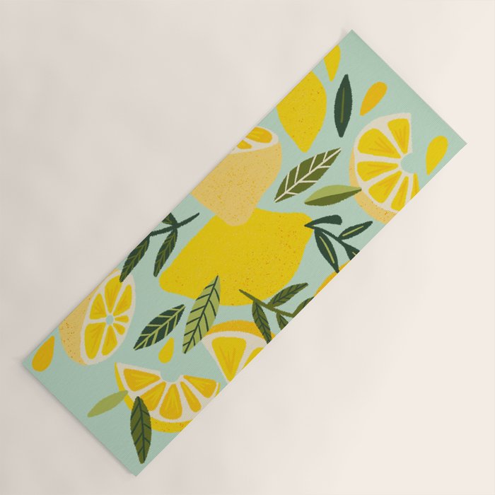 Lemon Blooms - Mint Yoga Mat Gallery Image 1