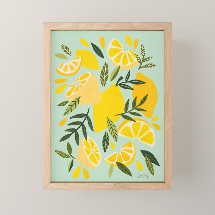 Lemon Blooms - Mint Mini Art Print Gallery Image 1