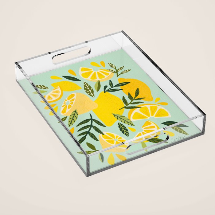 Lemon Blooms - Mint Acrylic Tray Gallery Image 1
