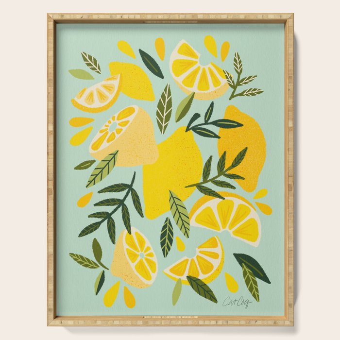 Lemon Blooms - Mint Serving Tray Gallery Image 1