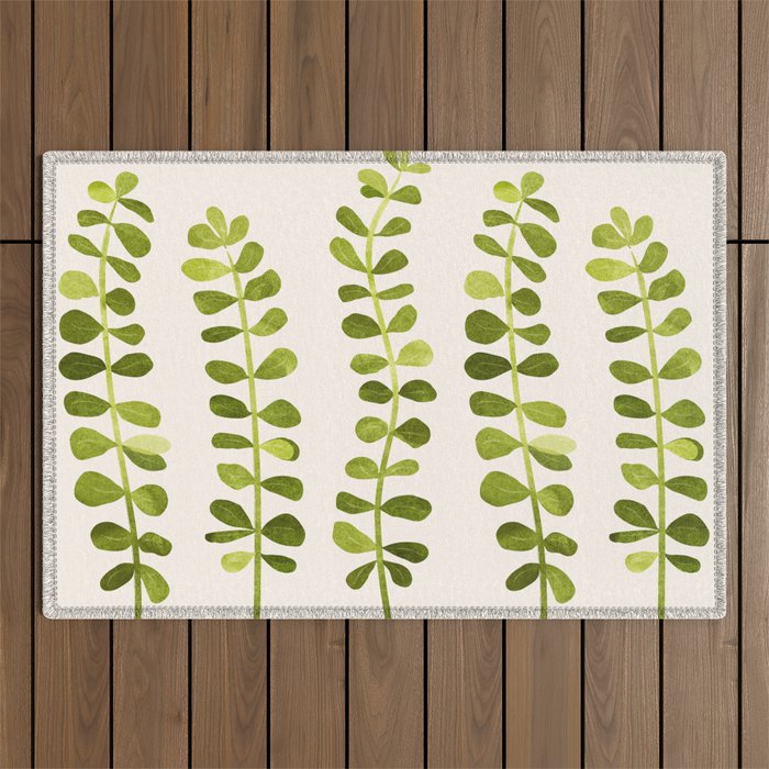 Eucalyptus Sprouts - Cute Plant Illustration Outdoor Rug Gallery Image 1