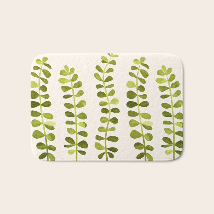 Eucalyptus Sprouts - Cute Plant Illustration Bath Mat Gallery Image 1