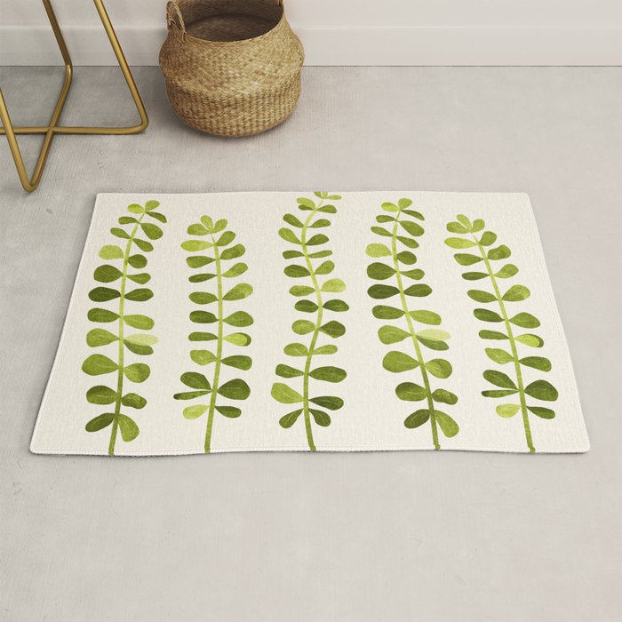 Eucalyptus Sprouts - Cute Plant Illustration Rug Gallery Image 1