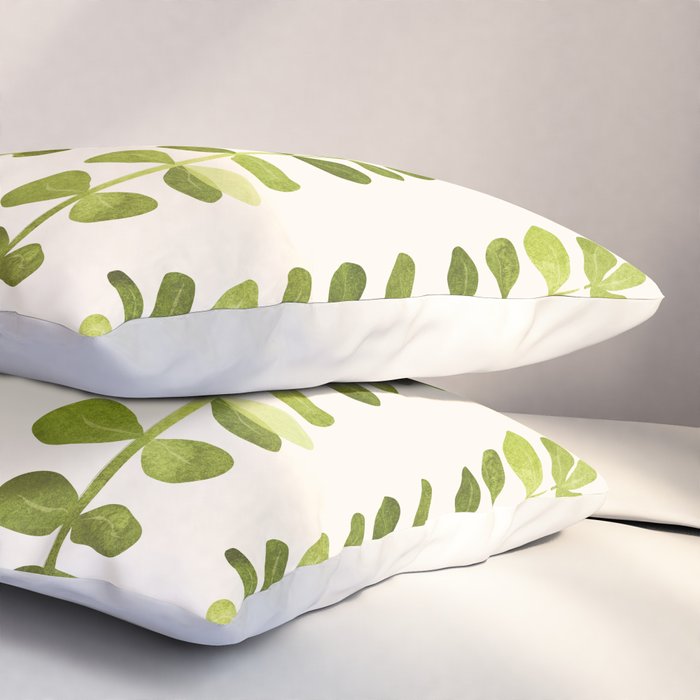 Eucalyptus Sprouts - Cute Plant Illustration Pillow Sham Gallery Image 3