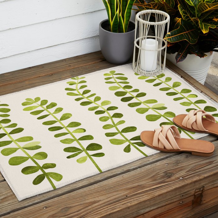 Eucalyptus Sprouts - Cute Plant Illustration Outdoor Rug Gallery Image 2
