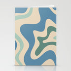 Retro Liquid Swirl Abstract Pattern Blue Aqua Teal Beige Stationery Card Gallery Image 2