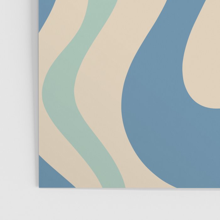 Retro Liquid Swirl Abstract Pattern Blue Aqua Teal Beige Poster Gallery Image 3