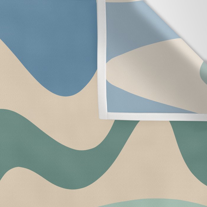 Retro Liquid Swirl Abstract Pattern Blue Aqua Teal Beige Wall Tapestry Gallery Image 3