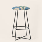 Retro Liquid Swirl Abstract Pattern Blue Aqua Teal Beige Stool Gallery Image 1