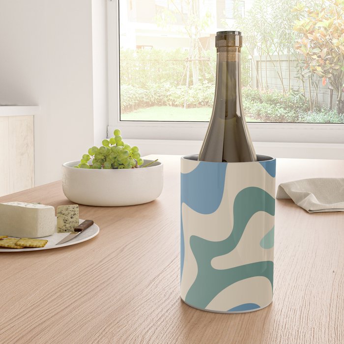 Retro Liquid Swirl Abstract Pattern Blue Aqua Teal Beige Wine Chiller Gallery Image 4
