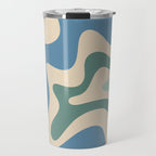 Retro Liquid Swirl Abstract Pattern Blue Aqua Teal Beige Travel Mug Gallery Image 1