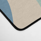 Retro Liquid Swirl Abstract Pattern Blue Aqua Teal Beige Desk Mat Gallery Image 4