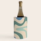 Retro Liquid Swirl Abstract Pattern Blue Aqua Teal Beige Wine Chiller Gallery Image 3