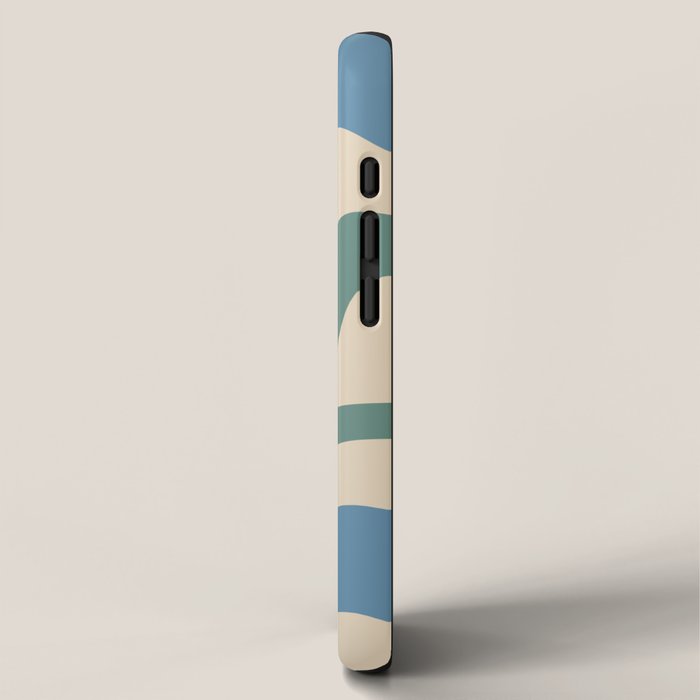 Retro Liquid Swirl Abstract Pattern Blue Aqua Teal Beige iPhone Case Gallery Image 2