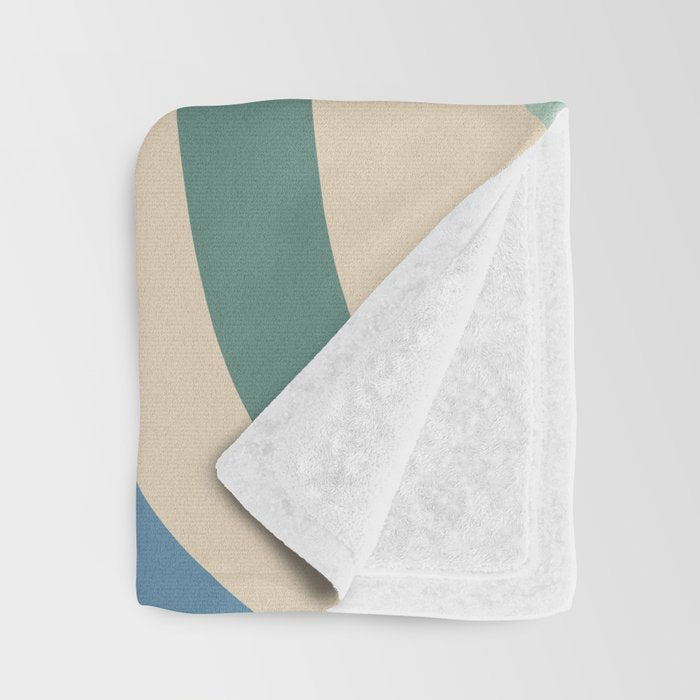Retro Liquid Swirl Abstract Pattern Blue Aqua Teal Beige Throw Blanket Gallery Image 3
