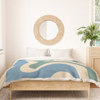 Retro Liquid Swirl Abstract Pattern Blue Aqua Teal Beige Duvet Cover Gallery Image 3